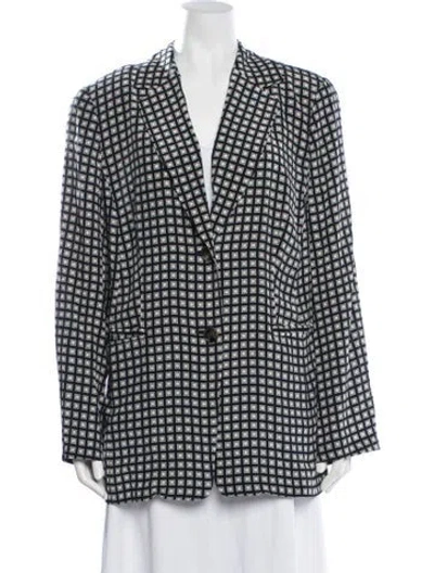 Pre-owned Marina Rinaldi Silk Patterned Blazer In Blue