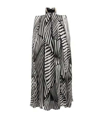 Marina Rinaldi Silk Patterned Maxi Dress In Black