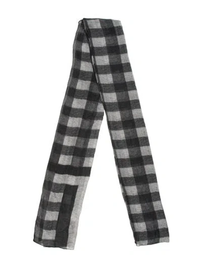 Pre-owned Marina Rinaldi Silk Plaid Print Scarf In Black