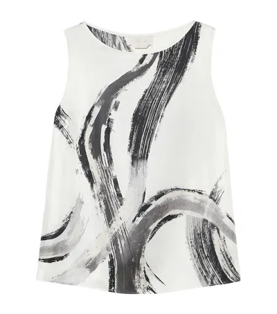 Marina Rinaldi Silk Printed Blouse In White