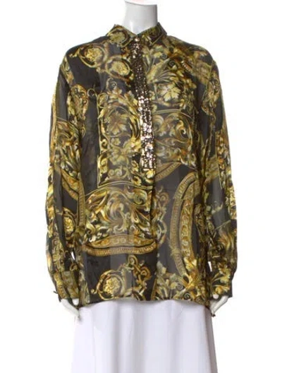 Pre-owned Marina Rinaldi Silk Printed Blouse In Multi
