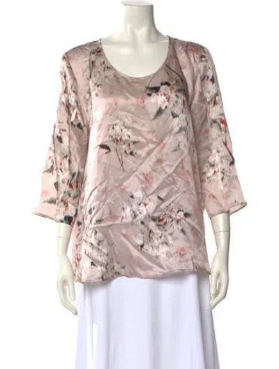 Pre-owned Marina Rinaldi Silk Printed Blouse In Pink
