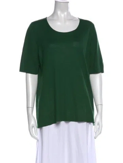 Pre-owned Marina Rinaldi Silk Scoop Neck T-shirt In Green