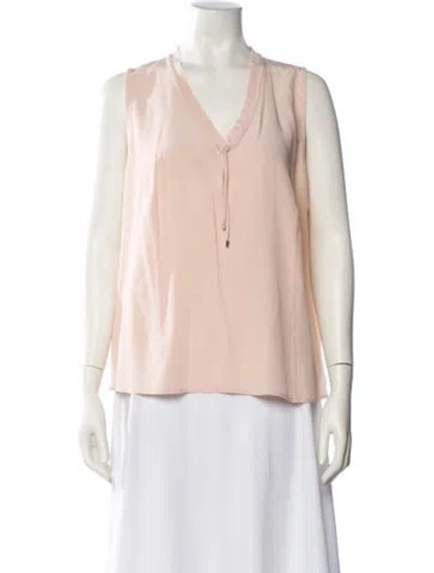 Pre-owned Marina Rinaldi Silk V-neck Blouse In Pink