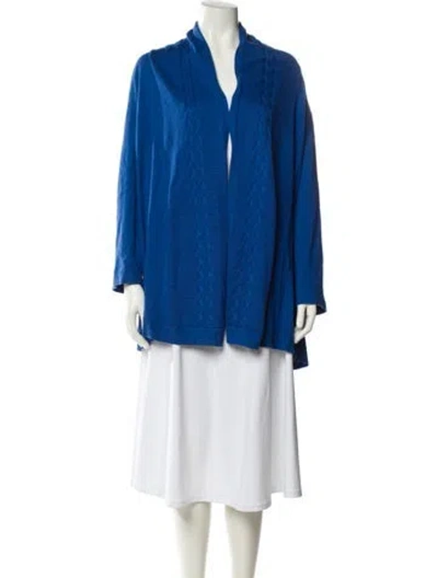 Pre-owned Marina Rinaldi Silk V-neck Sweater In Blue