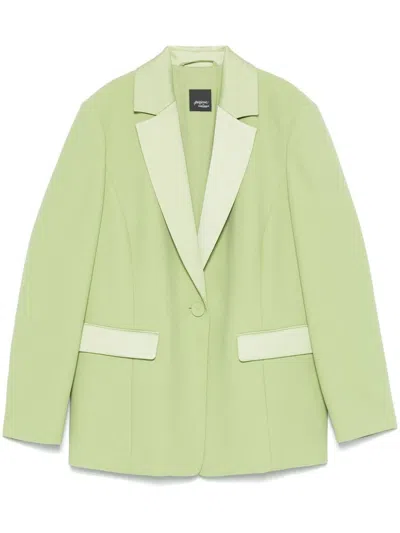 MARINA RINALDI SINGLE-BREASTED 'MANDARE' GREEN BLAZER