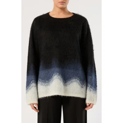 Marina Rinaldi Sordine Crewneck Mohair Blend Sweater In Black
