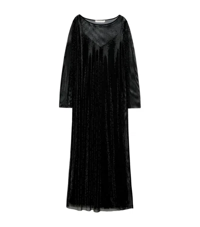 Marina Rinaldi Sparkling Midi Dress And Petticoat In Black