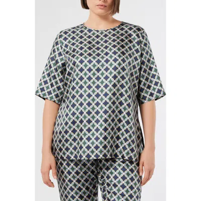 Marina Rinaldi Spoleto Short Sleeve Silk Top In Multi