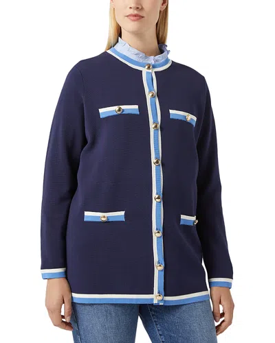 Marina Rinaldi Sport 1a Uscita Melk Crewneck Cardigan Sweater In Navy