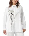 Marina Rinaldi Tartufo Placed Embroidery Cotton Button-up Shirt In Optical White