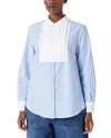 Marina Rinaldi Ulrico Metallic Cotton Tuxedo Shirt In Light Blue
