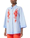 Marina Rinaldi Gela Embroidered Cotton Button-up Shirt In Optical White