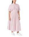 Marina Rinaldi Locri Stripe Short Sleeve Cotton Poplin Shirtdress In Red