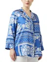 Marina Rinaldi Nectar Long Sleeve Satin Camp Shirt In Light Blue