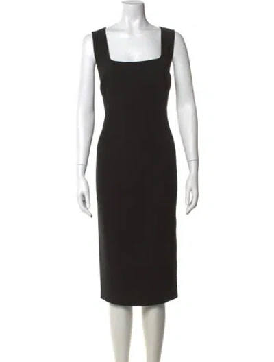 Pre-owned Marina Rinaldi Square Neckline Knee-length Dress In Black