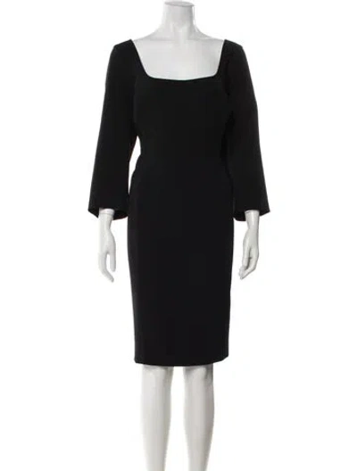 Pre-owned Marina Rinaldi Square Neckline Midi Length Dress In Black
