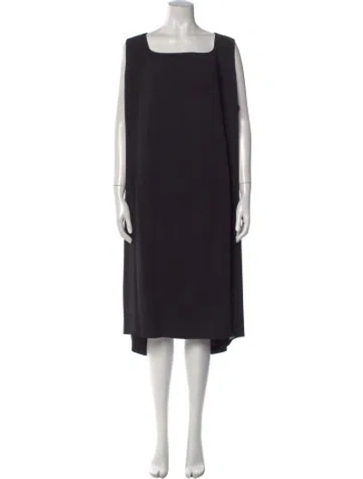 Pre-owned Marina Rinaldi Square Neckline Midi Length Dress In Black