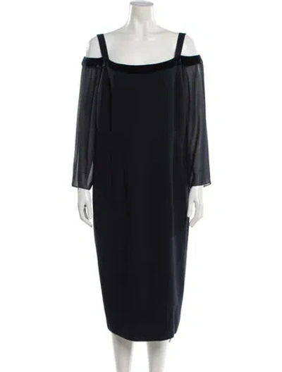 Pre-owned Marina Rinaldi Square Neckline Midi Length Dress In Blue