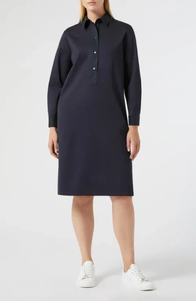 Marina Rinaldi Stadio Long Sleeve Jersey Shirtdress In Navy