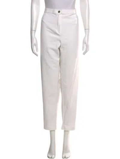 Pre-owned Marina Rinaldi Straight Leg Pants In White