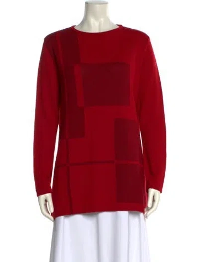 Pre-owned Marina Rinaldi Striped Bateau Neckline Sweater In Red
