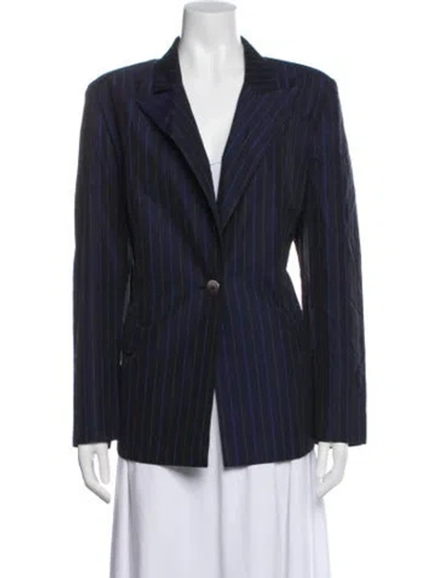 Pre-owned Marina Rinaldi Striped Blazer In Blue