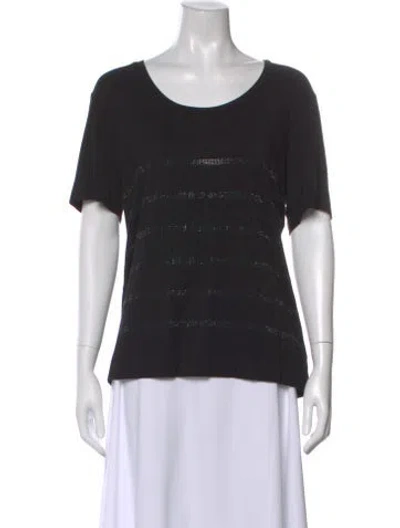 Pre-owned Marina Rinaldi Striped Crew Neck T-shirt In Black