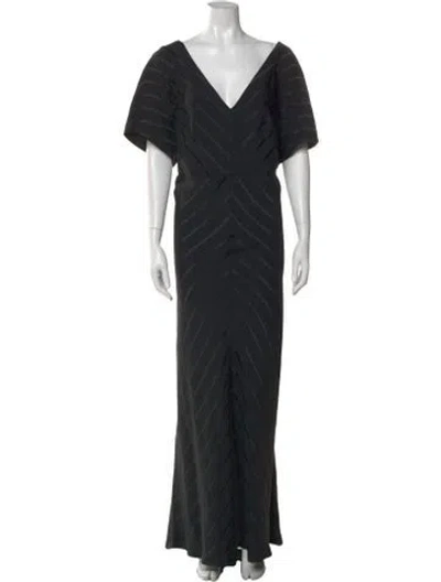 Pre-owned Marina Rinaldi Striped Long Dress W/ Tags In Black