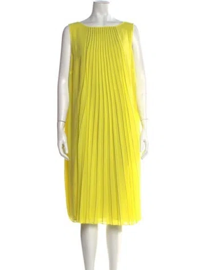 Pre-owned Marina Rinaldi Striped Midi Length Dress In Yellow