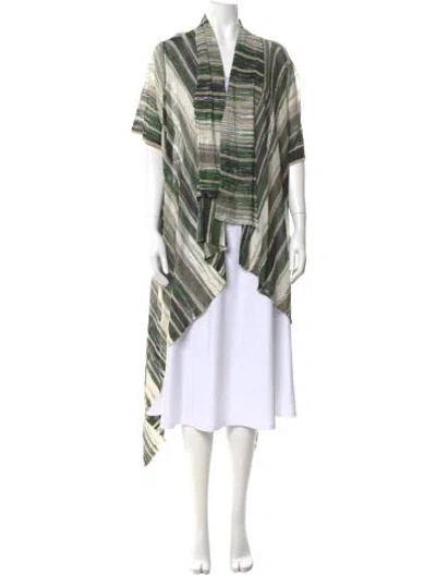 Pre-owned Marina Rinaldi Striped V-neck Sweater W/ Tags In Green