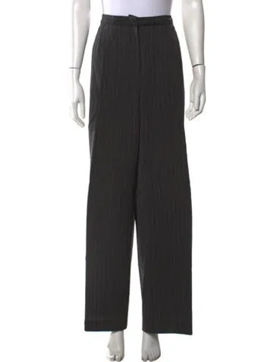 Pre-owned Marina Rinaldi Striped Wide Leg Pants In Gray