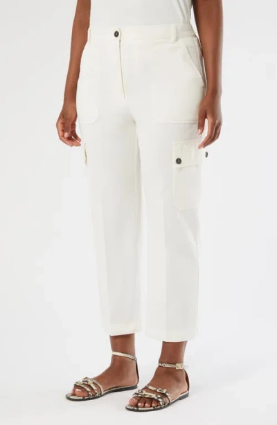 Marina Rinaldi Svisiera Cotton Crop Cargo Pants In White