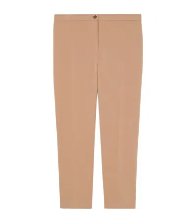 Marina Rinaldi Tapered Slim Tailored Trousers In Brown