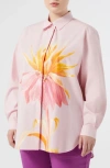 Marina Rinaldi Tartufo Placed Embroidery Cotton Button-up Shirt In Pink