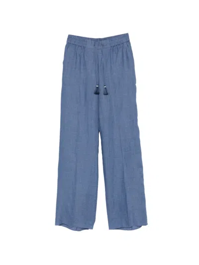 Marina Rinaldi Tassel Drawstring Trousers In Blue