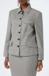 Marina Rinaldi Teglia Houndstooth Virgin Wool Twill Jacket In Black/white