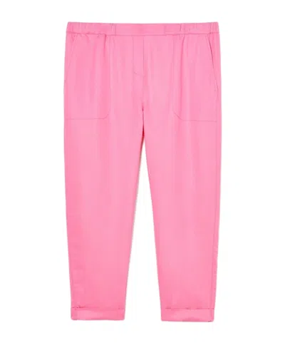 Marina Rinaldi Tencel And Linen Joggers In Pink