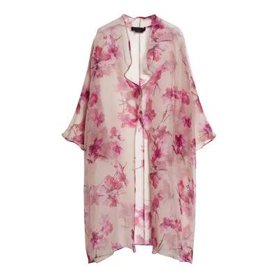 Marina Rinaldi Plus Organza Silk Overcoat In Pink