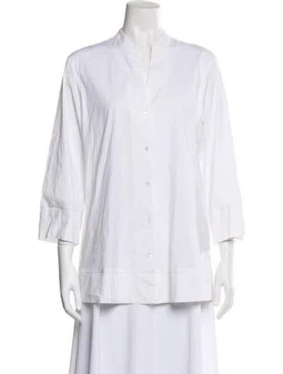 Pre-owned Marina Rinaldi Three-quarter Sleeve Blouse In White