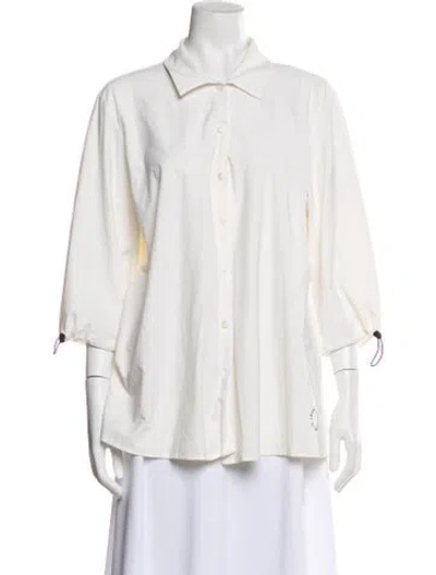 Pre-owned Marina Rinaldi Three-quarter Sleeve Blouse In White