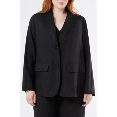 Marina Rinaldi Tonale Linen Blazer In Black