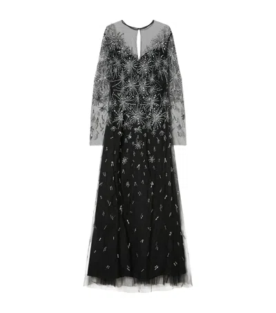 Marina Rinaldi Tulle Embellished Maxi Dress In Black