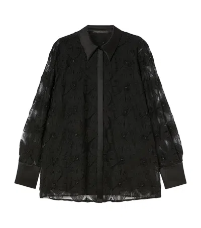 Marina Rinaldi Tulle-flower Oglio Shirt In Black