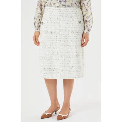Marina Rinaldi Tundra Bouclé Midi Skirt In White
