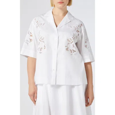 Marina Rinaldi Turchia Cotton Poplin Camp Shirt In Optical White