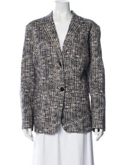 Pre-owned Marina Rinaldi Tweed Pattern Blazer In Blue