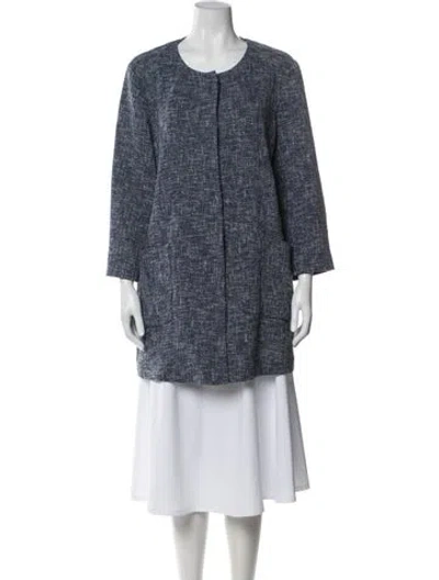 Pre-owned Marina Rinaldi Tweed Pattern Coat In Blue
