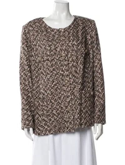 Pre-owned Marina Rinaldi Tweed Pattern Jacket In Brown