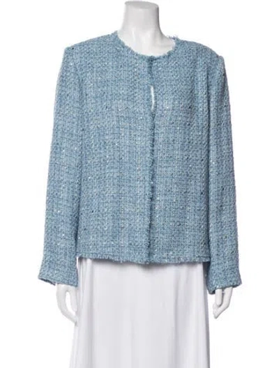 Pre-owned Marina Rinaldi Tweed Pattern Jacket W/ Tags In Blue